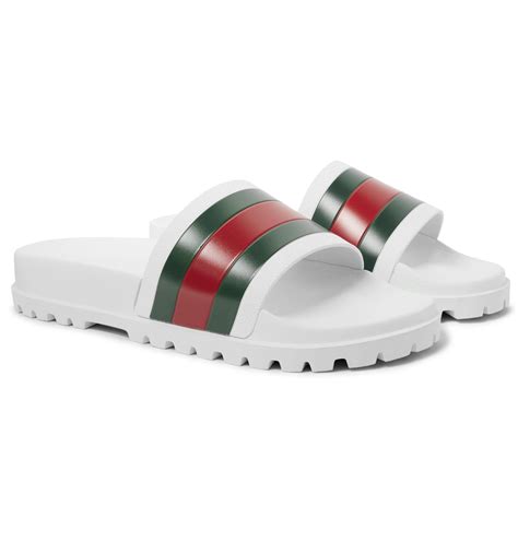 mens white gucci slides|men's gucci slides size 10.